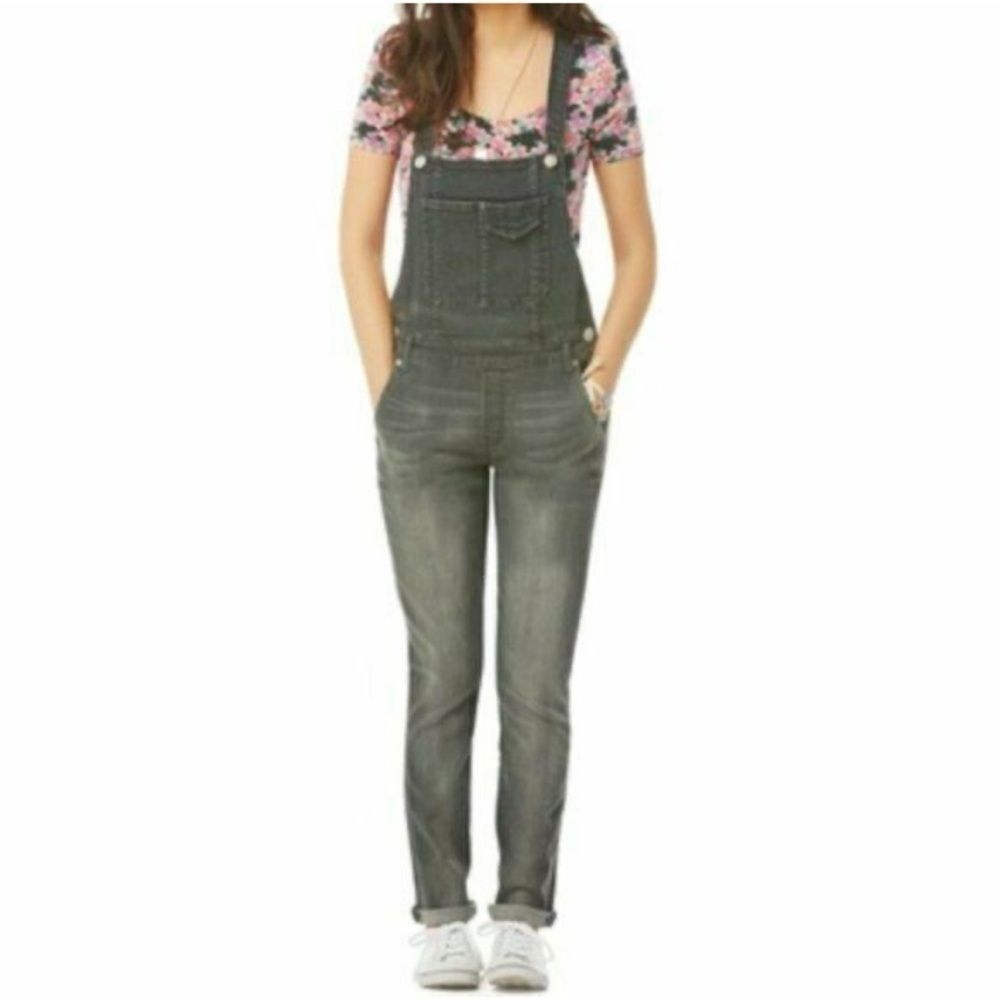 Bethany Mota Aeropostale Charcoal Gray Denim Overalls Size S